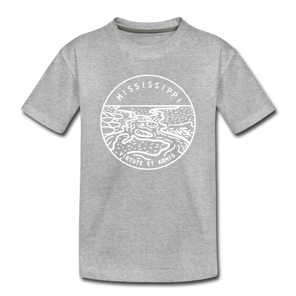 Mississippi Toddler T-Shirt - State Design Mississippi Toddler Tee - heather gray