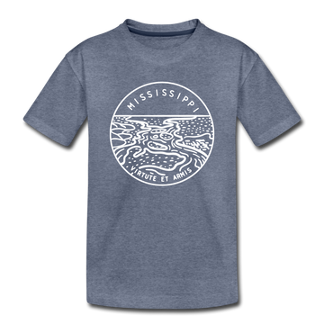 Mississippi Toddler T-Shirt - State Design Mississippi Toddler Tee - heather blue
