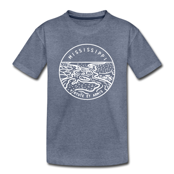 Mississippi Toddler T-Shirt - State Design Mississippi Toddler Tee - heather blue