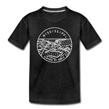 Mississippi Toddler T-Shirt - State Design Mississippi Toddler Tee - charcoal gray