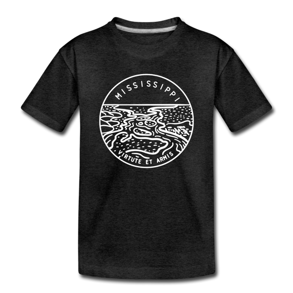 Mississippi Toddler T-Shirt - State Design Mississippi Toddler Tee - charcoal gray