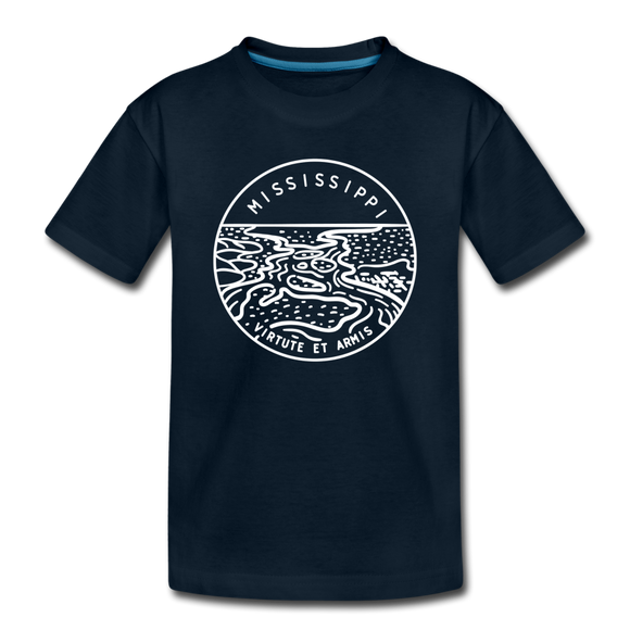 Mississippi Toddler T-Shirt - State Design Mississippi Toddler Tee - deep navy