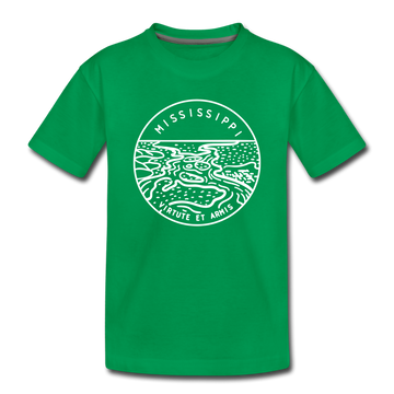 Mississippi Toddler T-Shirt - State Design Mississippi Toddler Tee - kelly green