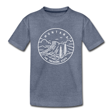 Montana Toddler T-Shirt - State Design Montana Toddler Tee - heather blue