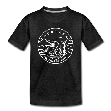 Montana Toddler T-Shirt - State Design Montana Toddler Tee - charcoal gray