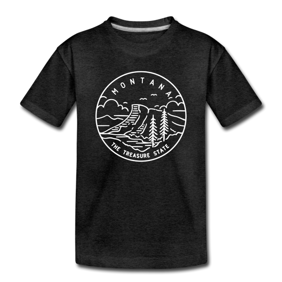 Montana Toddler T-Shirt - State Design Montana Toddler Tee - charcoal gray