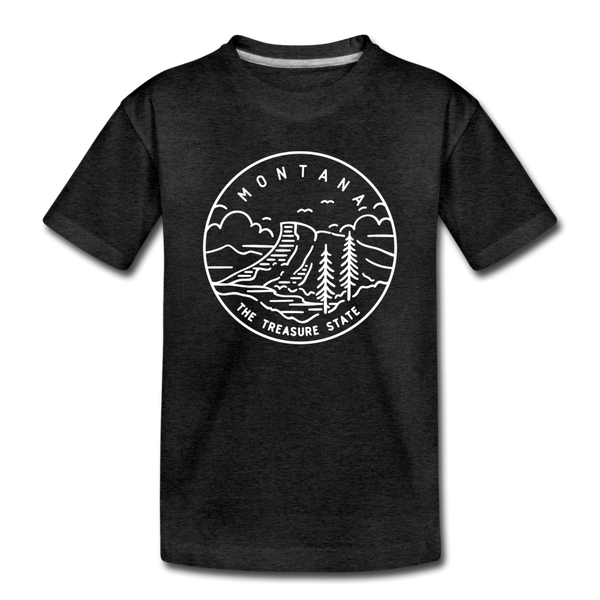 Montana Toddler T-Shirt - State Design Montana Toddler Tee - charcoal gray