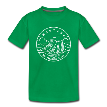 Montana Toddler T-Shirt - State Design Montana Toddler Tee - kelly green