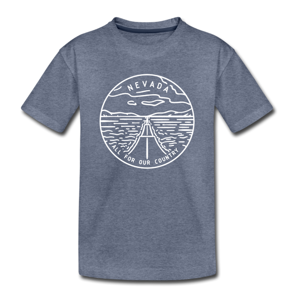 Nevada Toddler T-Shirt - State Design Nevada Toddler Tee - heather blue