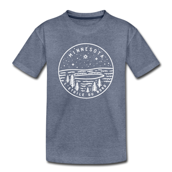 Minnesota Toddler T-Shirt - State Design Minnesota Toddler Tee - heather blue