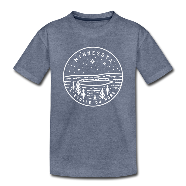 Minnesota Toddler T-Shirt - State Design Minnesota Toddler Tee - heather blue