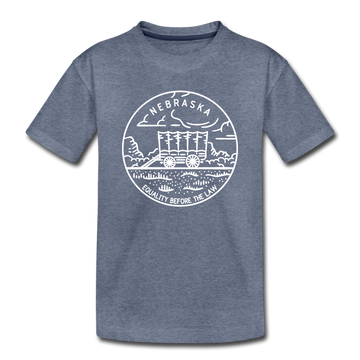 Nebraska Toddler T-Shirt - State Design Nebraska Toddler Tee - heather blue