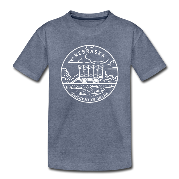 Nebraska Toddler T-Shirt - State Design Nebraska Toddler Tee - heather blue
