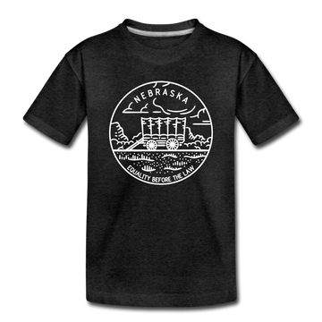 Nebraska Toddler T-Shirt - State Design Nebraska Toddler Tee - charcoal gray