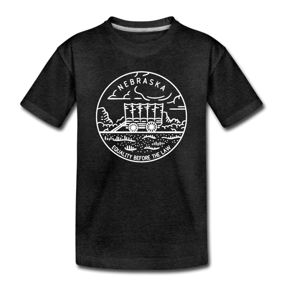 Nebraska Toddler T-Shirt - State Design Nebraska Toddler Tee - charcoal gray