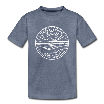 New Jersey Toddler T-Shirt - State Design New Jersey Toddler Tee - heather blue