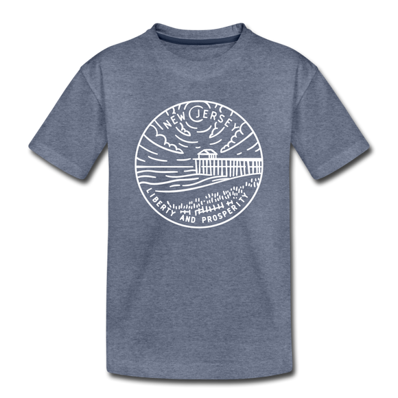 New Jersey Toddler T-Shirt - State Design New Jersey Toddler Tee - heather blue