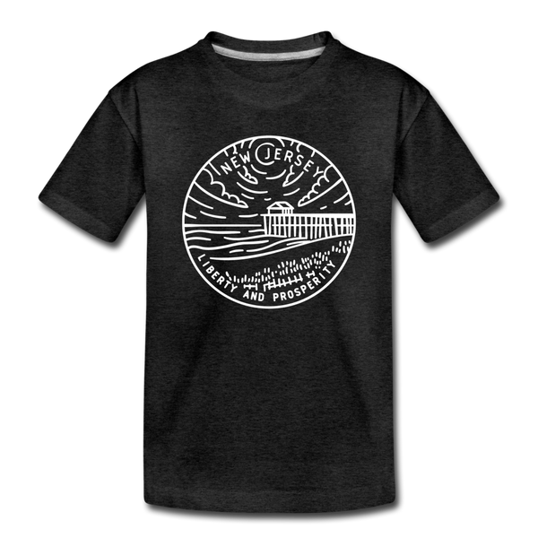 New Jersey Toddler T-Shirt - State Design New Jersey Toddler Tee - charcoal gray