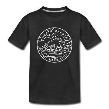 North Dakota Toddler T-Shirt - State Design North Dakota Toddler Tee - black