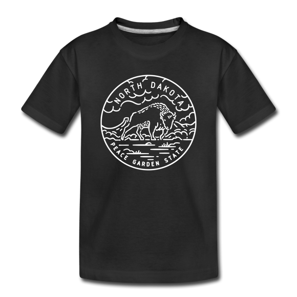 North Dakota Toddler T-Shirt - State Design North Dakota Toddler Tee - black