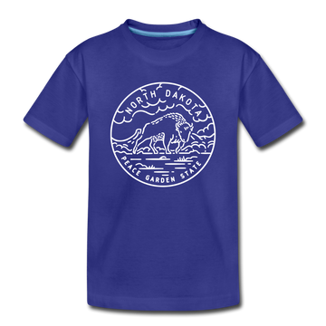 North Dakota Toddler T-Shirt - State Design North Dakota Toddler Tee - royal blue