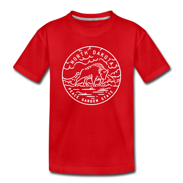 North Dakota Toddler T-Shirt - State Design North Dakota Toddler Tee - red