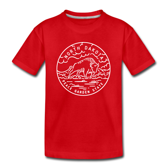 North Dakota Toddler T-Shirt - State Design North Dakota Toddler Tee - red