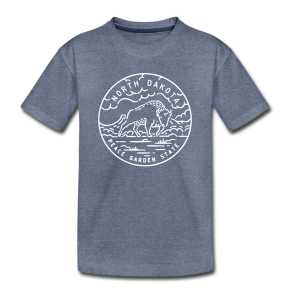 North Dakota Toddler T-Shirt - State Design North Dakota Toddler Tee - heather blue