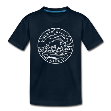 North Dakota Toddler T-Shirt - State Design North Dakota Toddler Tee - deep navy