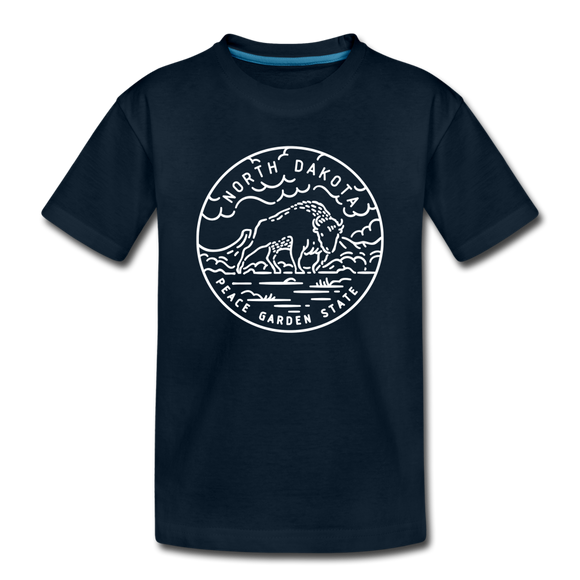 North Dakota Toddler T-Shirt - State Design North Dakota Toddler Tee - deep navy