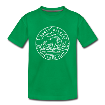 North Dakota Toddler T-Shirt - State Design North Dakota Toddler Tee - kelly green