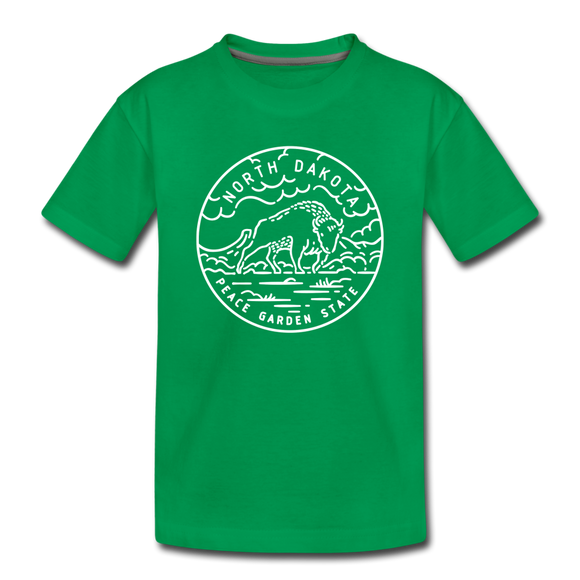 North Dakota Toddler T-Shirt - State Design North Dakota Toddler Tee - kelly green