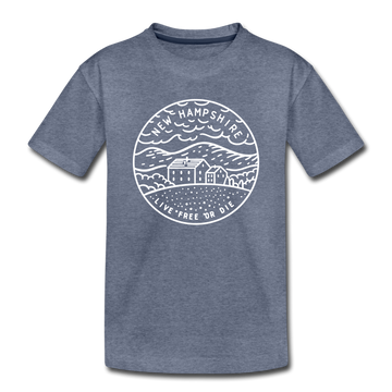 New Hampshire Toddler T-Shirt - State Design New Hampshire Toddler Tee - heather blue