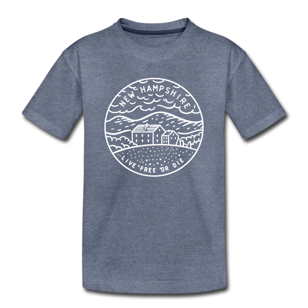 New Hampshire Toddler T-Shirt - State Design New Hampshire Toddler Tee - heather blue