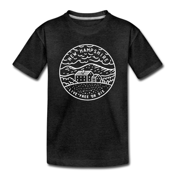 New Hampshire Toddler T-Shirt - State Design New Hampshire Toddler Tee - charcoal gray
