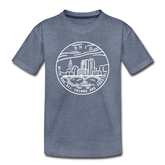 Ohio Toddler T-Shirt - State Design Ohio Toddler Tee - heather blue