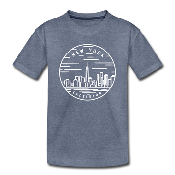 New York Toddler T-Shirt - State Design New York Toddler Tee - heather blue