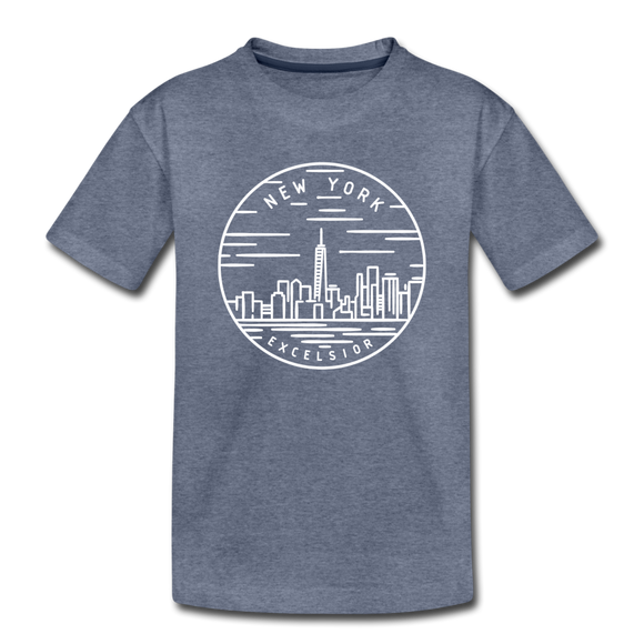New York Toddler T-Shirt - State Design New York Toddler Tee - heather blue