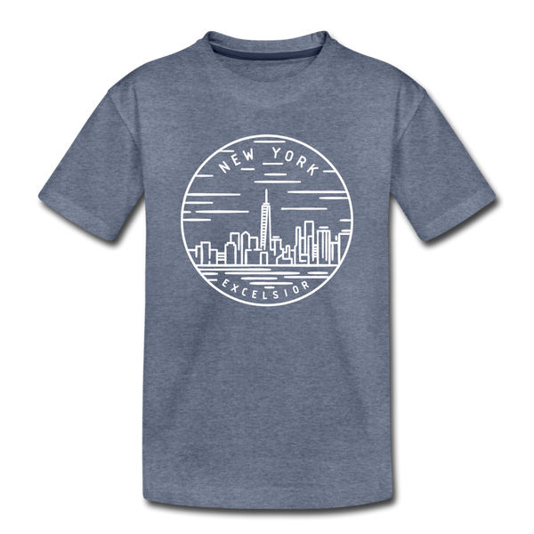 New York Toddler T-Shirt - State Design New York Toddler Tee - heather blue