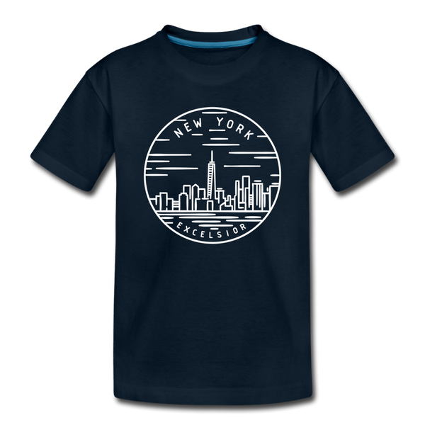 New York Toddler T-Shirt - State Design New York Toddler Tee - deep navy