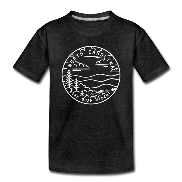 North Carolina Toddler T-Shirt - State Design North Carolina Toddler Tee - charcoal gray