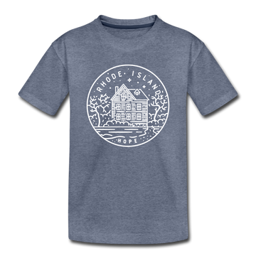 Rhode Island Toddler T-Shirt - State Design Rhode Island Toddler Tee - heather blue