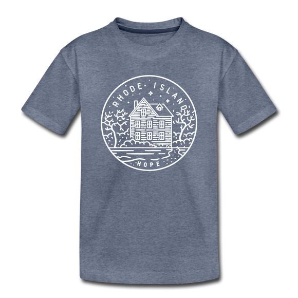Rhode Island Toddler T-Shirt - State Design Rhode Island Toddler Tee - heather blue