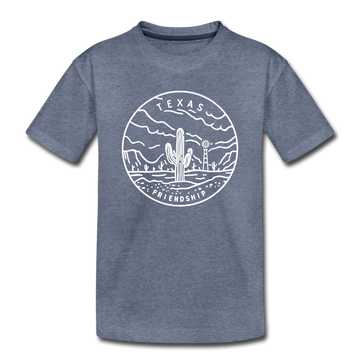 Texas Toddler T-Shirt - State Design Texas Toddler Tee - heather blue