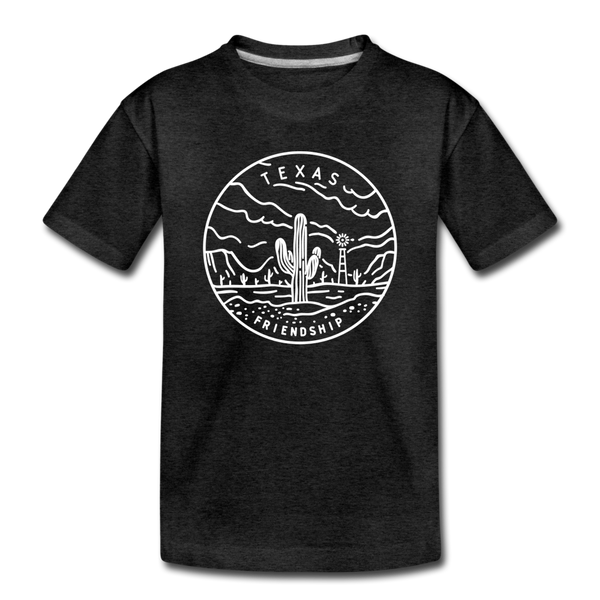 Texas Toddler T-Shirt - State Design Texas Toddler Tee - charcoal gray