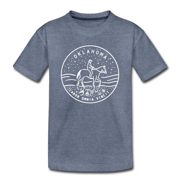 Oklahoma Toddler T-Shirt - State Design Oklahoma Toddler Tee - heather blue