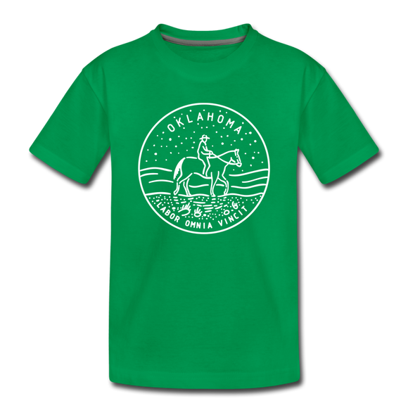 Oklahoma Toddler T-Shirt - State Design Oklahoma Toddler Tee - kelly green