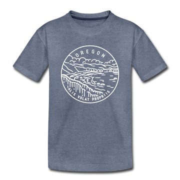 Oregon Toddler T-Shirt - State Design Oregon Toddler Tee - heather blue