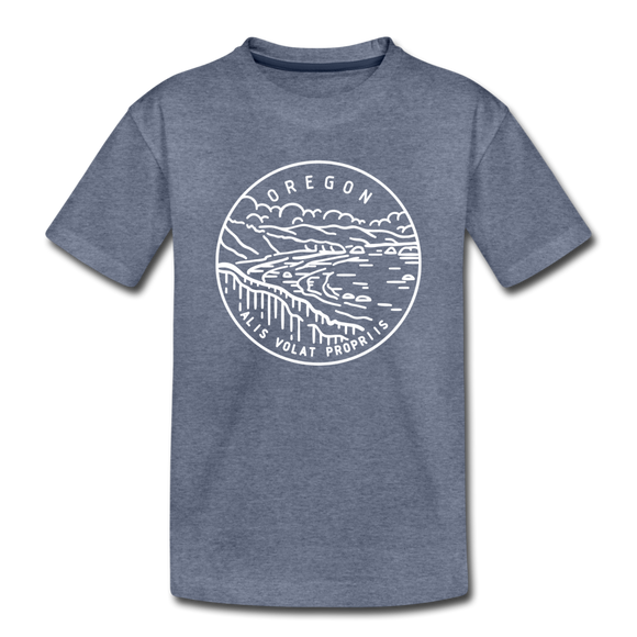 Oregon Toddler T-Shirt - State Design Oregon Toddler Tee - heather blue