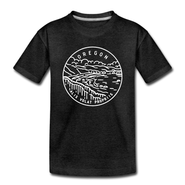 Oregon Toddler T-Shirt - State Design Oregon Toddler Tee - charcoal gray